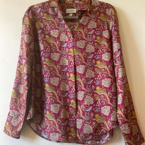 J. Crew Maroon Silk Cheetah Blouse